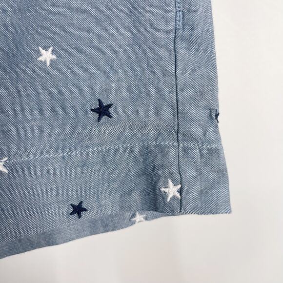 New LOFT Size 2 Blue Star Print The Washed Twill Short 4" Inseam Chambray - Picture 5 of 9